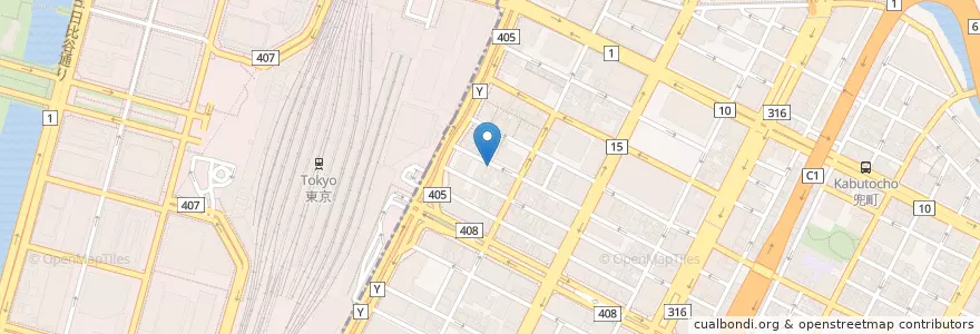 Mapa de ubicacion de 中央八重洲郵便局 en ژاپن, 東京都, 中央区.