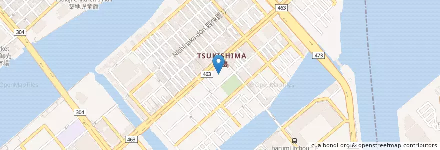Mapa de ubicacion de 中央区立月島図書館 en Jepun, 東京都, 中央区.