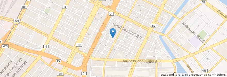 Mapa de ubicacion de 中央警察署八丁堀交番 en Japonya, 東京都, 中央区.