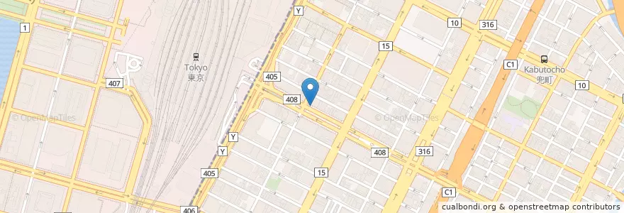 Mapa de ubicacion de 中央警察署八重洲通交番 en Japão, Tóquio, 中央区.