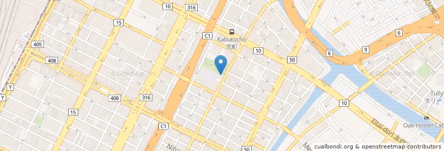 Mapa de ubicacion de 中央警察署 茅場町交番 en Japão, Tóquio, 中央区.