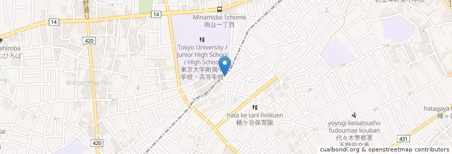Mapa de ubicacion de 本町幼稚園 en Japão, Tóquio.