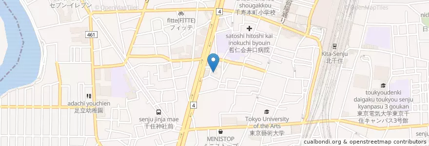 Mapa de ubicacion de 中条幼稚園 en ژاپن, 東京都, 足立区.