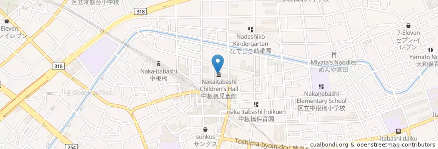 Mapa de ubicacion de 中板橋児童館 en Japan, 東京都, 板橋区.