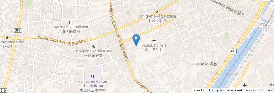 Mapa de ubicacion de 中町保育園 en Jepun, 東京都, 新宿区.