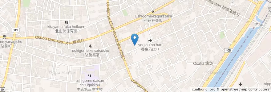 Mapa de ubicacion de 中町児童館 en 日本, 東京都, 新宿区.