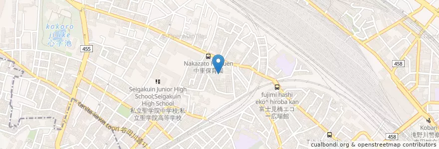Mapa de ubicacion de 中里保育園 en Jepun, 東京都, 北区.