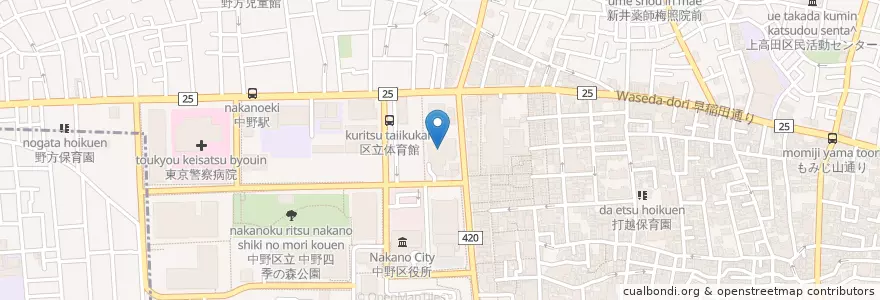 Mapa de ubicacion de 中野サンクォーレ内郵便局 en Japonya, 東京都, 中野区.