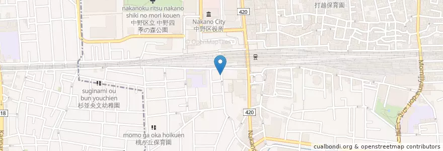 Mapa de ubicacion de 中野三郵便局 en Jepun, 東京都, 中野区.