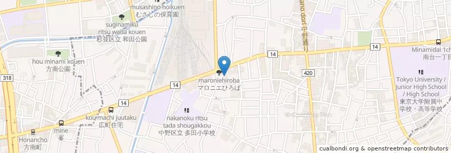 Mapa de ubicacion de 中野区立南台図書館 en 日本, 東京都, 中野区.