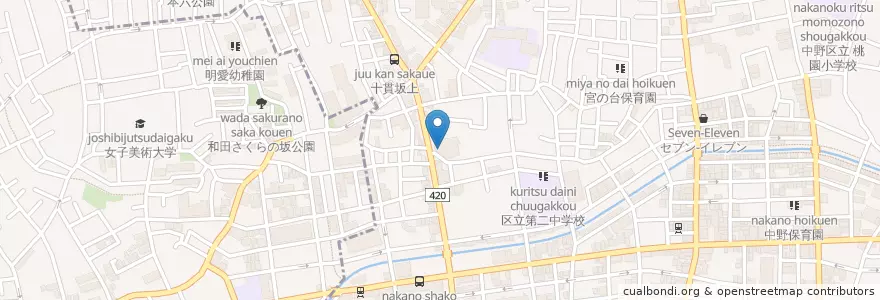 Mapa de ubicacion de 中野本町五郵便局 en Jepun, 東京都, 中野区.