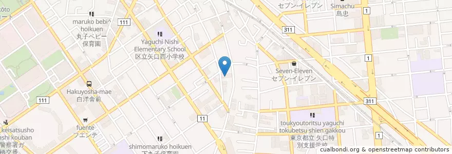 Mapa de ubicacion de 丸子幼稚園 en Japonya, 東京都, 大田区.