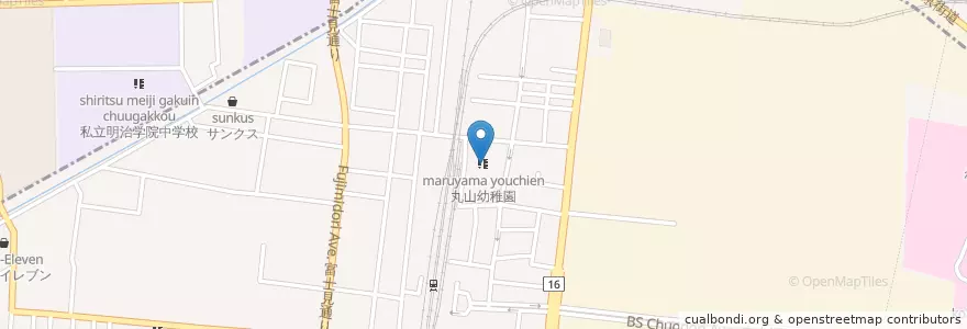 Mapa de ubicacion de 丸山幼稚園 en Japan, 東京都, 東村山市.
