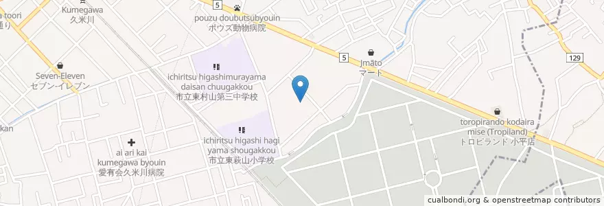 Mapa de ubicacion de 久米川保育園 en 日本, 東京都, 東村山市.