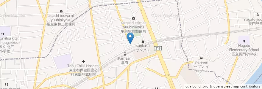 Mapa de ubicacion de 亀有警察署 亀有駅北口交番 en Jepun, 東京都, 足立区.