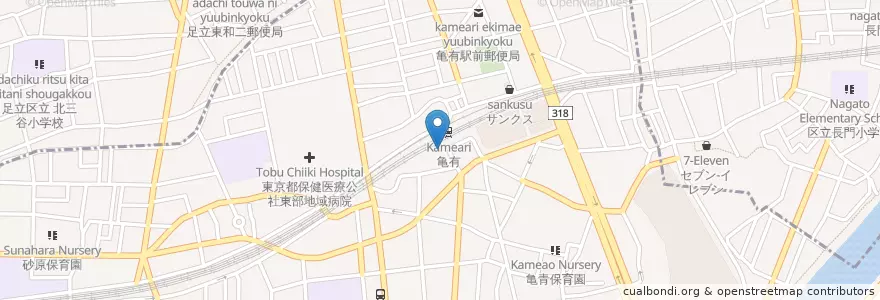 Mapa de ubicacion de 亀有警察署 亀有駅南口交番 en Japan, Tokio, 足立区.