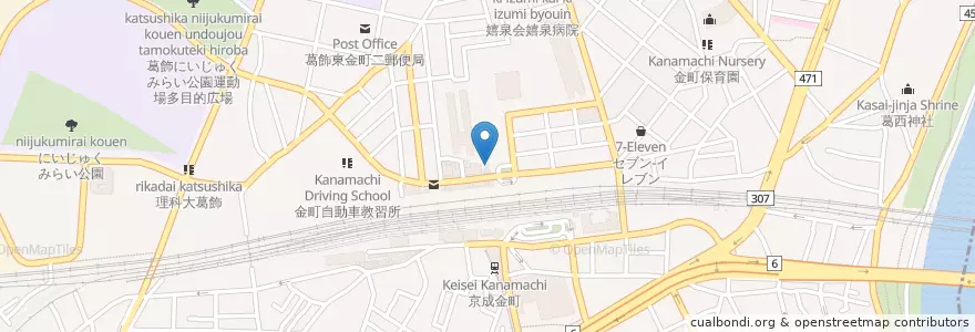 Mapa de ubicacion de 亀有警察署 金町駅北口交番 en Japan, 東京都, 葛飾区.