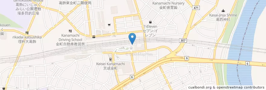 Mapa de ubicacion de 亀有警察署金町駅南口交番 en Japão, Tóquio, 葛飾区.