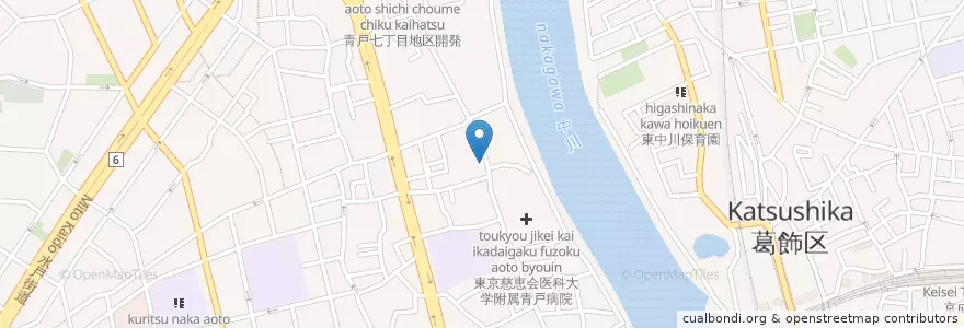 Mapa de ubicacion de 亀有警察署 青戸北部駐在所 en Japão, Tóquio, 葛飾区.