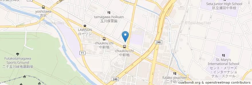 Mapa de ubicacion de 二子玉川郵便局 en Jepun, 東京都, 世田谷区.