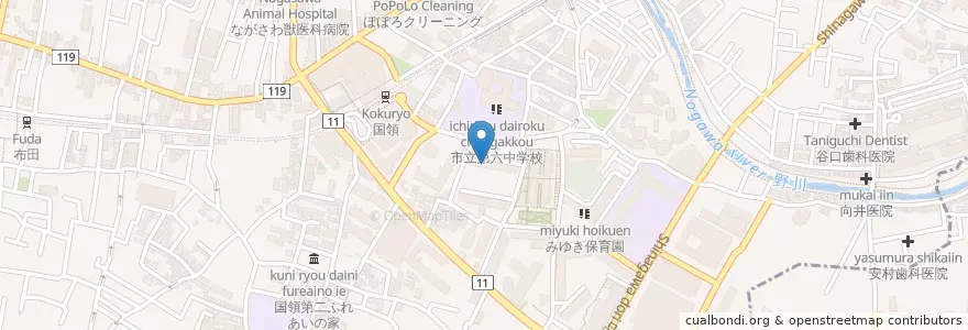 Mapa de ubicacion de 二葉くすのき保育園 en Japan, 東京都, 調布市.