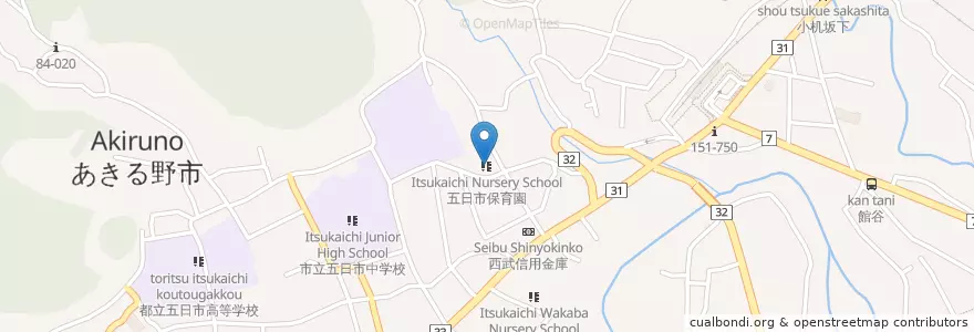 Mapa de ubicacion de 五日市保育園 en ژاپن, 東京都, あきる野市.