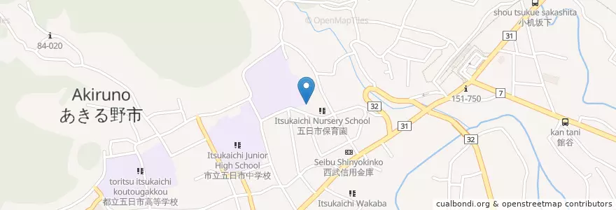 Mapa de ubicacion de 五日市児童館 en Japan, Tokyo, Akiruno.