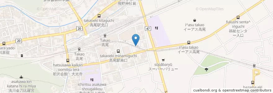 Mapa de ubicacion de 京王高尾駅前郵便局 en Japan, 東京都, 八王子市.