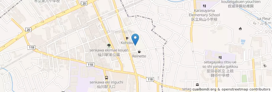 Mapa de ubicacion de 仙川かおる幼稚園 en Japón, Tokio, Setagaya, Chofu.