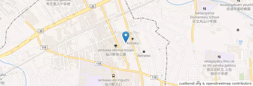Mapa de ubicacion de 仙川保育園 en Japan, 東京都, 調布市.