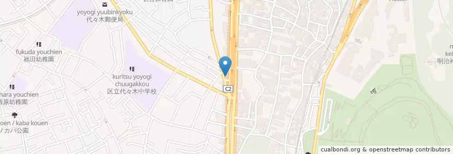 Mapa de ubicacion de 代々木警察署初台二丁目交番 en Jepun, 東京都, 渋谷区.