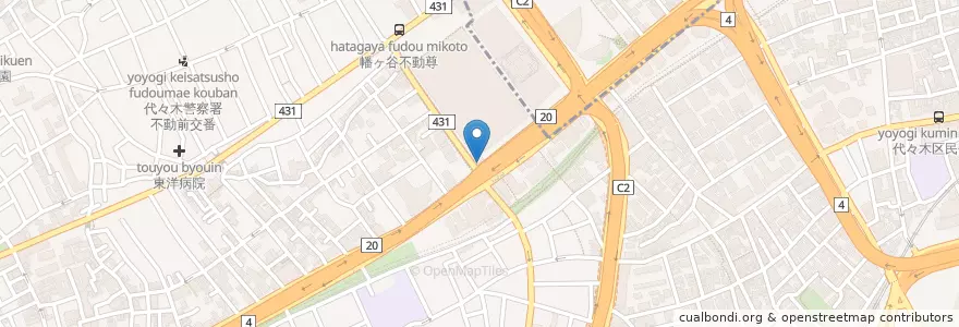 Mapa de ubicacion de 代々木警察署初台駅前交番 en Jepun, 東京都, 渋谷区.