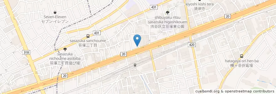 Mapa de ubicacion de 代々木警察署笹塚交番 en Japón, Tokio, Shibuya.