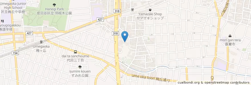 Mapa de ubicacion de 代田幼稚園 en Giappone, Tokyo, 世田谷区.