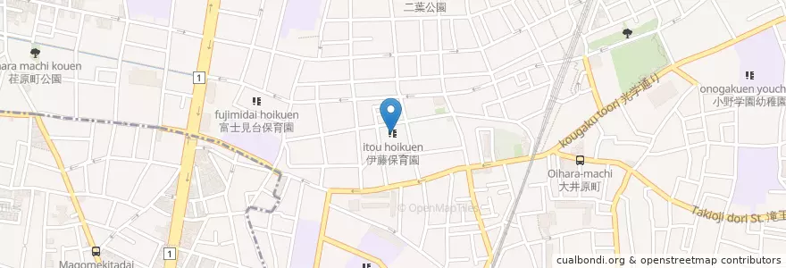 Mapa de ubicacion de 伊藤保育園 en Япония, Токио, Синагава.