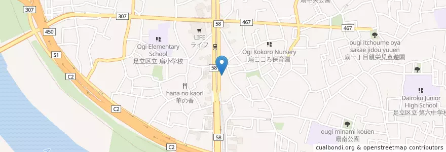 Mapa de ubicacion de 寺田病院 en اليابان, 東京都, 足立区.