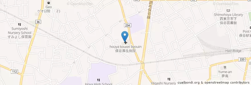 Mapa de ubicacion de 保谷厚生病院 en 日本, 东京都/東京都, 西東京市.