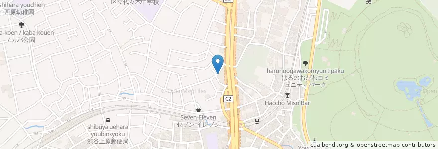 Mapa de ubicacion de 元代々木郵便局 en Japão, Tóquio, 渋谷区.