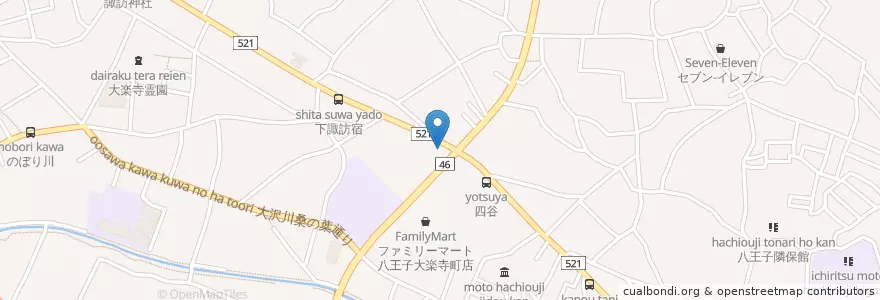 Mapa de ubicacion de 元八王子郵便局 en Japonya, 東京都, 八王子市.