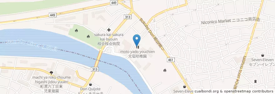 Mapa de ubicacion de 元宿こども園第１園舎 en اليابان, 東京都, 足立区.
