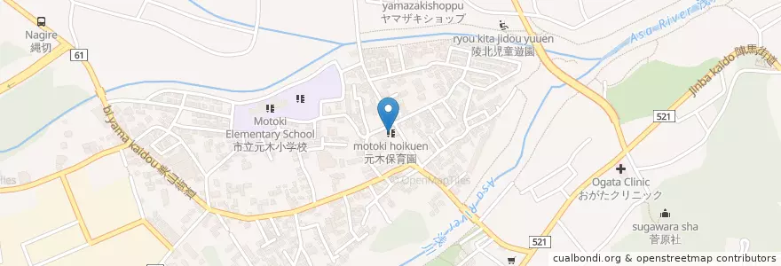 Mapa de ubicacion de 元木保育園 en Japonya, 東京都, 八王子市.