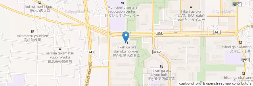 Mapa de ubicacion de 光が丘第六保育園 en Japão, Tóquio, 練馬区.