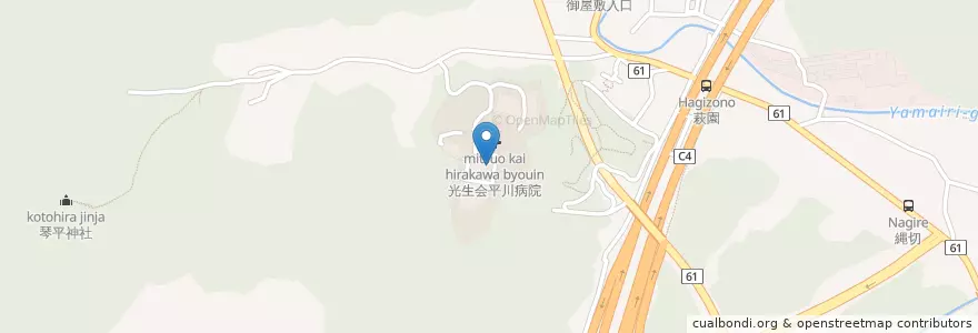 Mapa de ubicacion de 光生会平川病院 en ژاپن, 東京都, 八王子市.
