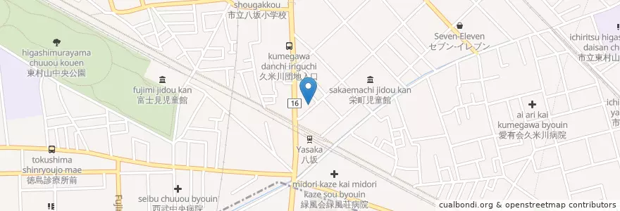 Mapa de ubicacion de 八坂駅前郵便局 en Japonya, 東京都, 東村山市.