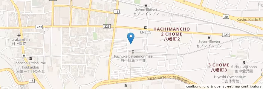 Mapa de ubicacion de 八幡保育所 en اليابان, 東京都, 府中市.