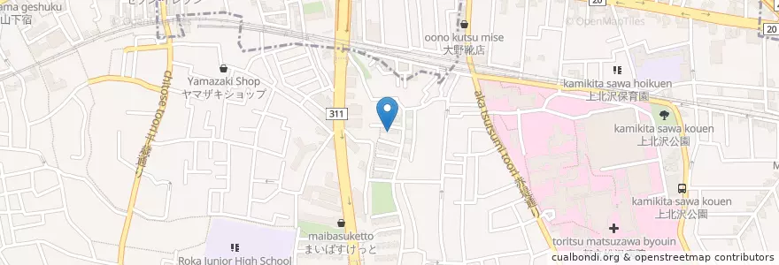Mapa de ubicacion de 八幡山保育園 en 日本, 東京都, 世田谷区.