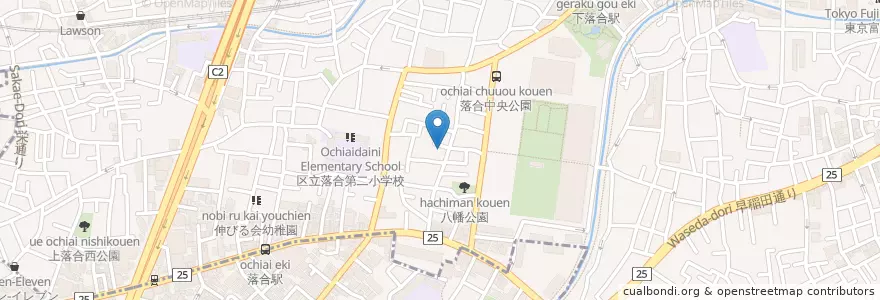 Mapa de ubicacion de 八幡神社愛育園 en Japan, 東京都, 新宿区.