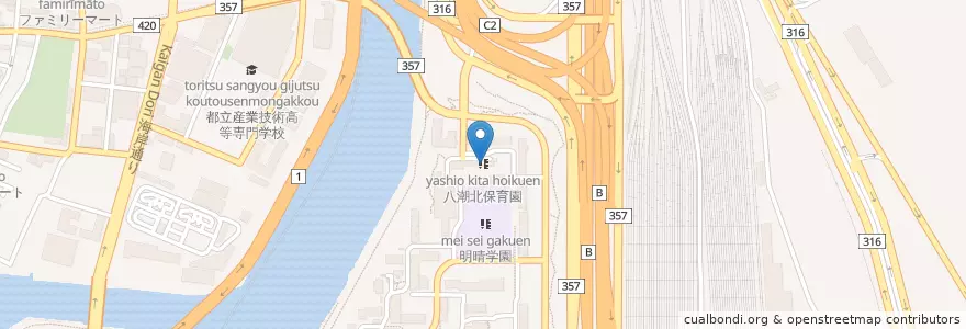 Mapa de ubicacion de 八潮北保育園 en Япония, Токио, Синагава.