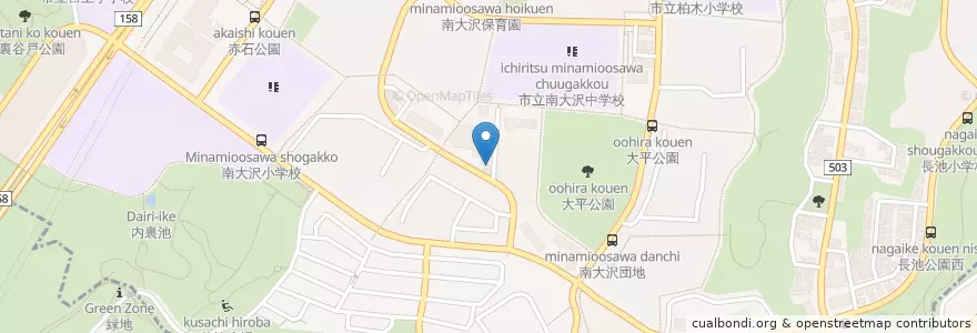 Mapa de ubicacion de 八王子警察署南大沢駐在所 en Japonya, 東京都, 八王子市.