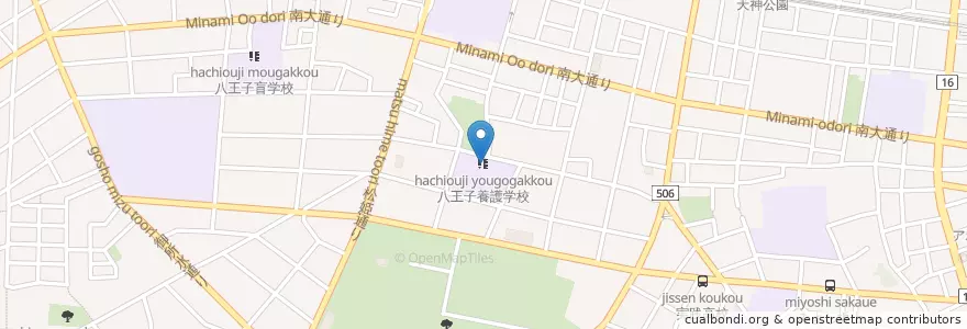 Mapa de ubicacion de 八王子養護学校 en 日本, 東京都, 八王子市.